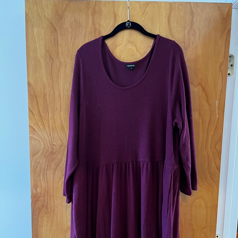 Torrid cranberry colored long sleeved extra soft dress
